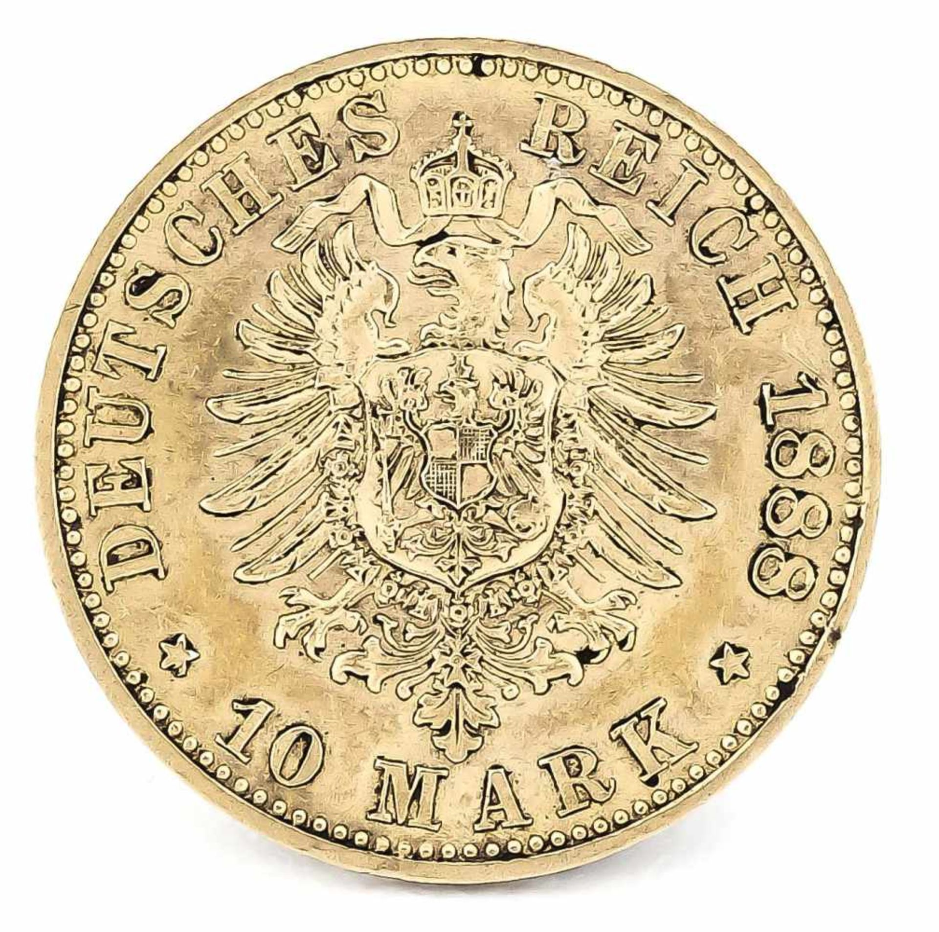 10 Mark, Preußen, Wilhelm Deutscher Kaiser König von Preußen, 1888 A, in vz - Bild 2 aus 2