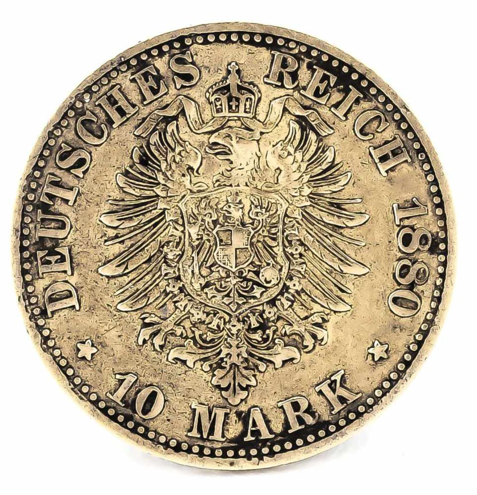 10 Mark, Preußen, Wilhelm Deutscher Kaiser König von Preußen, 1880 A, in ss - Bild 2 aus 2