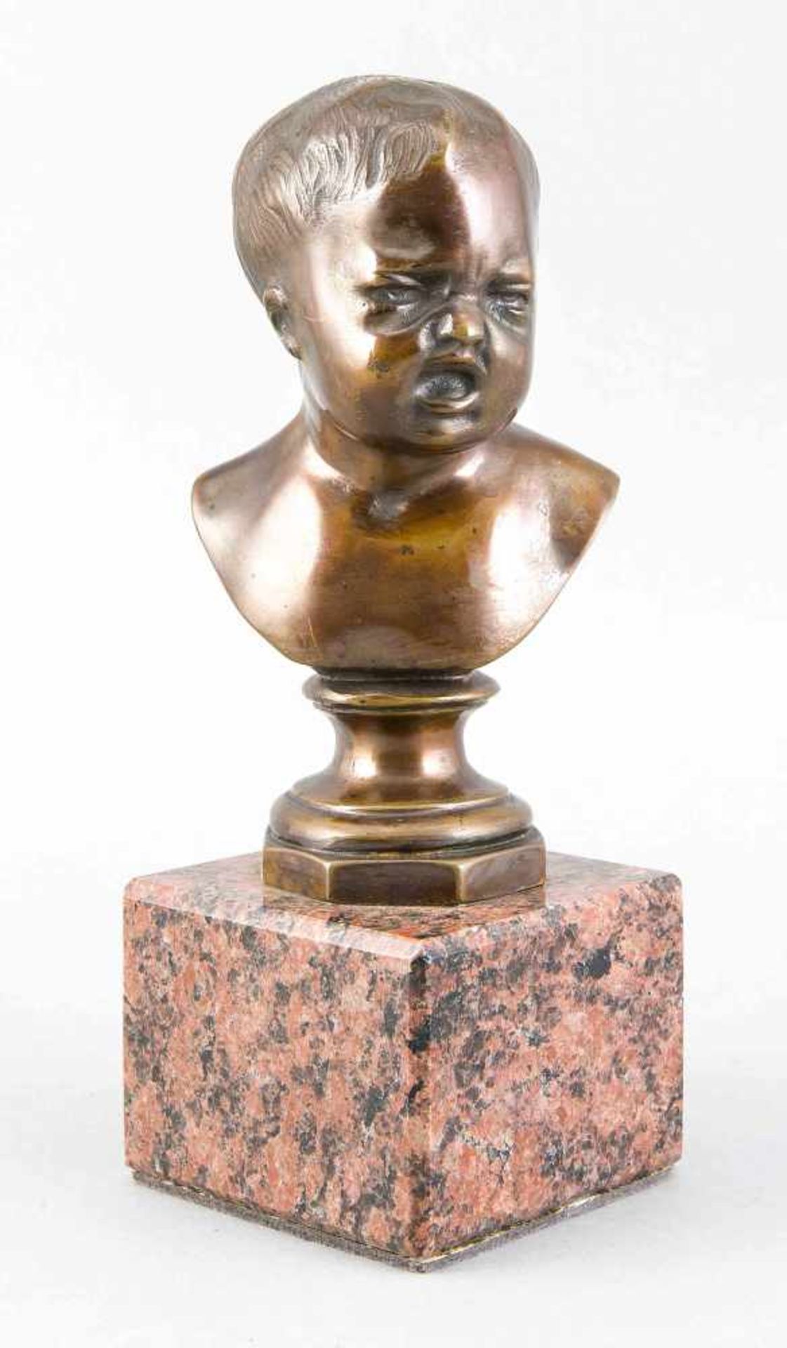 Jean Baptiste Pigalle (1714-1785), nach, der weinende Knabe, braun patinierte Bronze um 1920, auf