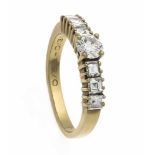 Brillant-Ring GG 750/000 mit einem Brillanten 0,31 ct W/VS-SI und 6 Diamantcarrées, zus.0,58 ct W/