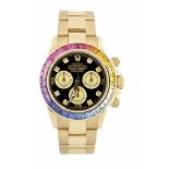 Rolex Daytona Rainbow 116528, Gehäuse und Band 750/000 Gelbgold, mit Box und Papieren,Automatik Kal.