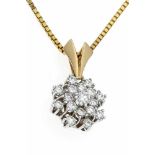 Brillant-Anhänger GG/WG 585/000 mit 17 Brillanten, zus. 0,50 ct W/VS, L. 20 mm, Kette GG585/000