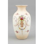 Jugendstil-Vase, Ducal, Crown Ware, Bristol, England, um 1900, Balusterform, polychrombemalt, H.