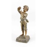Frz. Bildhauer des 19. Jh., Junge bei konzentrierter Arbeit (Attribut und Finger fehlt),polychrom