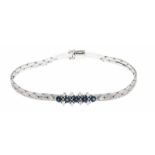 Saphir-Brillant-Armband WG 585/000 mit 5 rund fac. Saphiren 4 mm und 10 Brillanten, zus.0,30 ct TW/