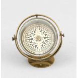Nautischer Kompass, Deutschland, um 1900, hinter Glas, in allseitig schwenkbaremMessinggestell (