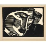 Karl Schmidt-Rottluff (1884-1976), "Kopf", Holzschnitt auf Papier, 1915/19, aus: Genius.