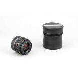 Leica Elmarit-R 1:2.8/28 Objektiv, 3368632, mit Staubkappen und Lederköcher, H. 9 cm