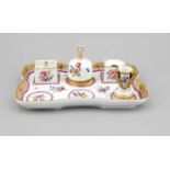 Schreib-Set, Meissen, Marcolini-Marke 1774-1814, klassizistische Form, polychromeBlumenmalerei,