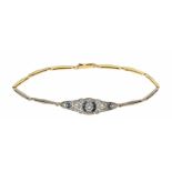 Art Déco Altschliff-Diamant-Saphir-Armband GG/WG 585/000 ungest., gepr., mit einemAltschliff-