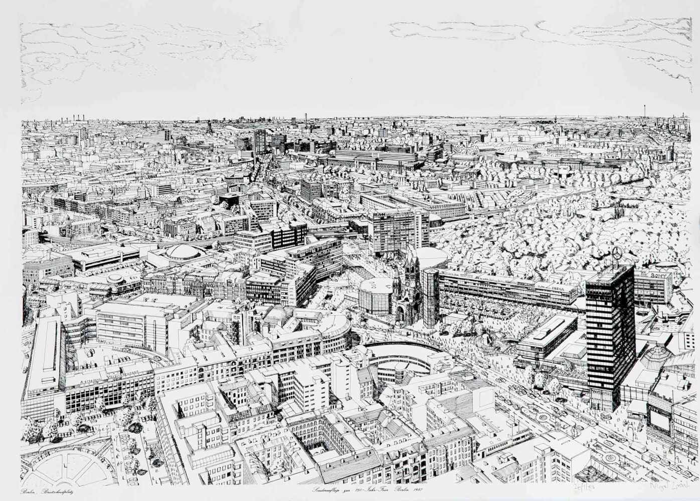 Nigel Leach, Grafiker 2. H. 20. Jh., zwei Ansichten von Berlin aus der Vogelperspektive, - Bild 2 aus 2