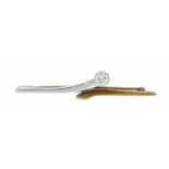 Brillant-Brosche RG/WG 585/000 mit einem Brillanten 0,52 ct W/SI, L. 5,1 cm, 4,9 gBrillant brooch RG