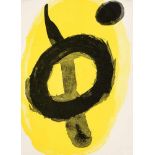 Joan Miro (1893-1983), Farblithographie in Gelb und Schwarz, wohl aus Derriere le Miroir,verso Text,
