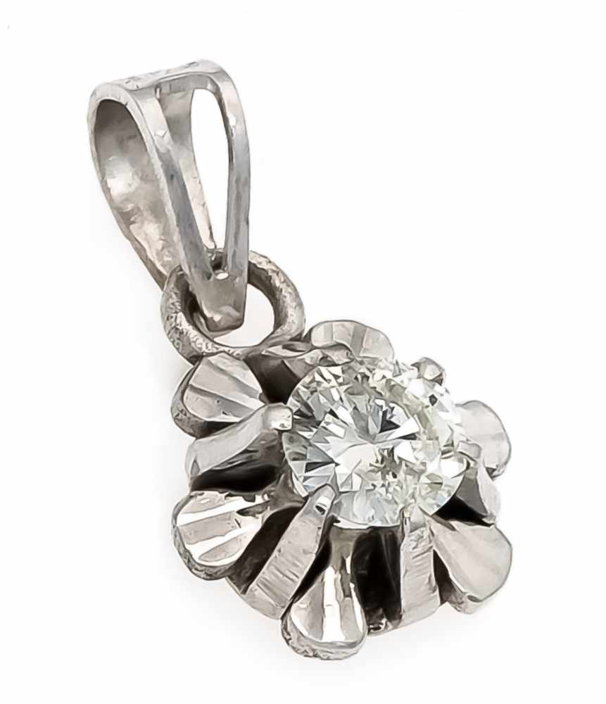 Brillant-Anhänger WG 585/000 mit einem Brillanten 0,34 ct W/PI, L. 16 mm, 1,2 gBrillant pendant WG