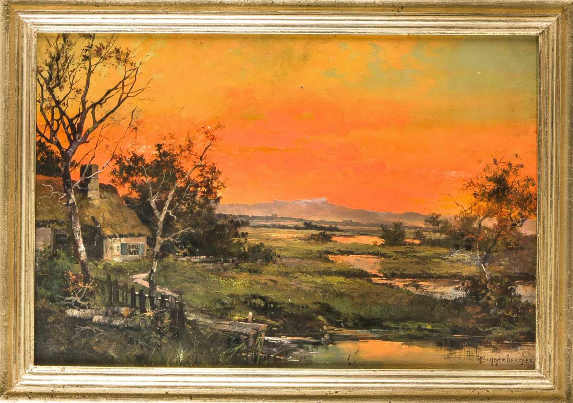 Theodor Guggenberger (1866-1929), Münchner Landschaftsmaler, Moorlandschaft mit Bauernhausin