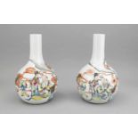 paar Tianqiuping-Vasen, China, Republik-Zeit, Dekor in polychromer Aufglasur-Malerei