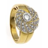 Brillant-Ring GG/WG 750/000 mit einem Brillanten 0,25 ct W/SI und Diamanten, zus. 0,16 ct,RG 57, 7,3