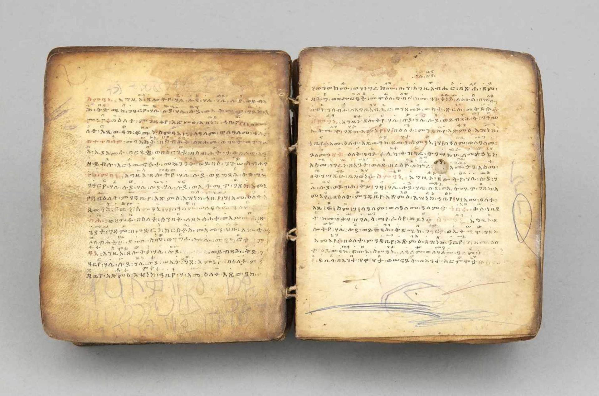 Altäthiopischer Codex mit christlichen Mönchsregeln, Tusche und Tempera auf Pergamentzwischen - Bild 2 aus 4
