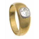 Altschliff-Diamant-Ring GG 750/000 mit einem kissenförmig fac. Altschliff-Diamanten 1,25ct Weiß -