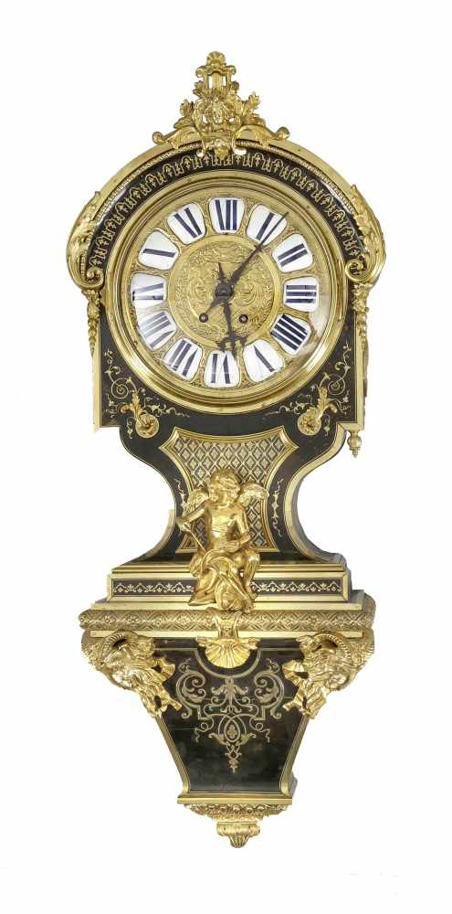 Große, extrem seltene Uhr im Boulle-Stil, 2.H. 19.Jh., Uhr und Sockel sind miteinanderverbunden, mit