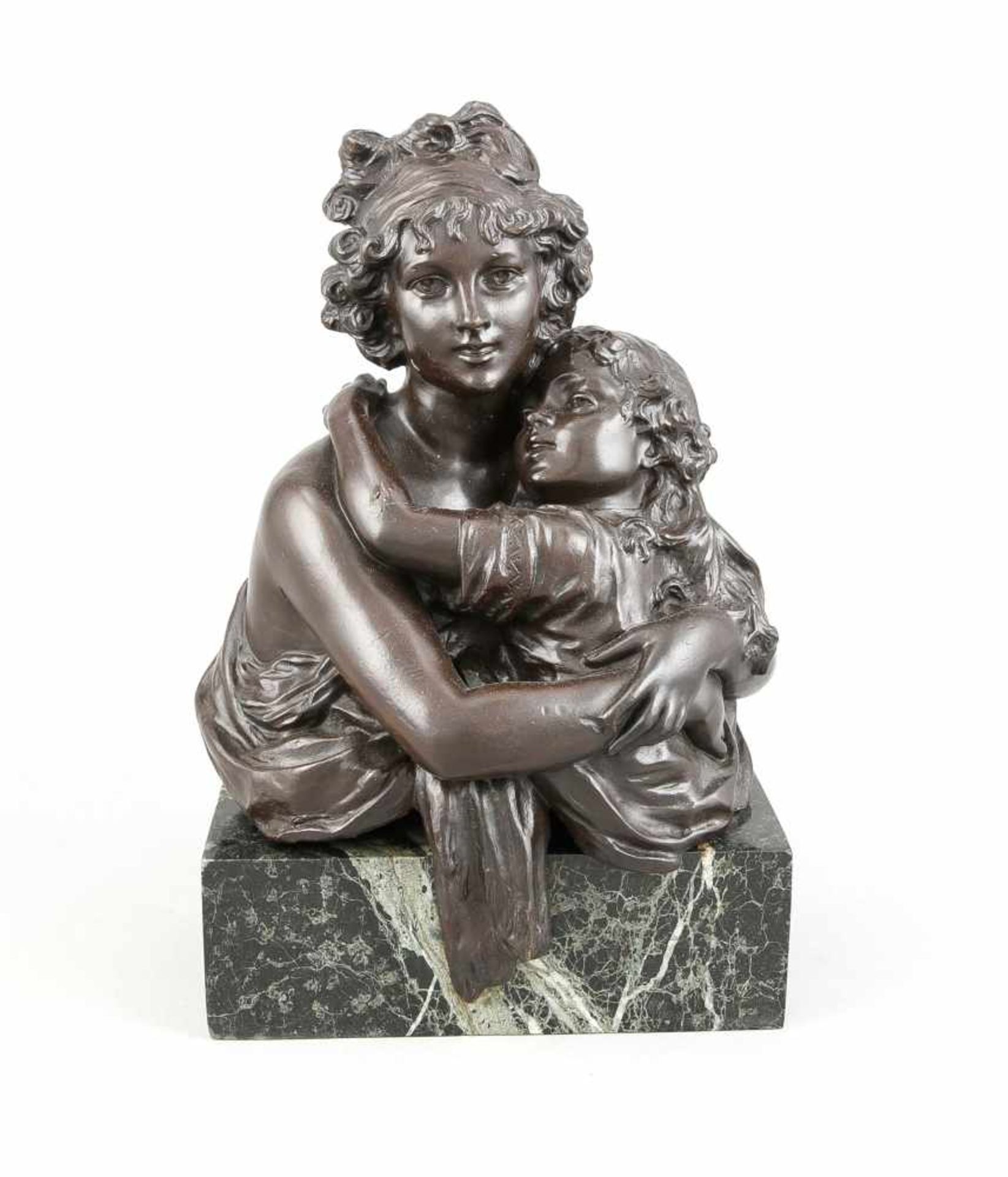 M. Charny, Bildhauer des 19. Jh., Elisabeth Vigée-Lebrun mit Tochter, große Bronzeplastiknach dem