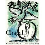 Marc Chagall (1887-1985), "L'Oiseau vert", Farblithografie, Ausstellungsplakat der GalerieMaeght,