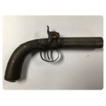 A HOLLIS AND SONS PERCUSSION PISTOL WITH OCTAGONAL 3" TURN OFF BARREL #,