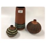 3 PIECES POOLE REDWARE STUDIO POTTERY TO INCL.