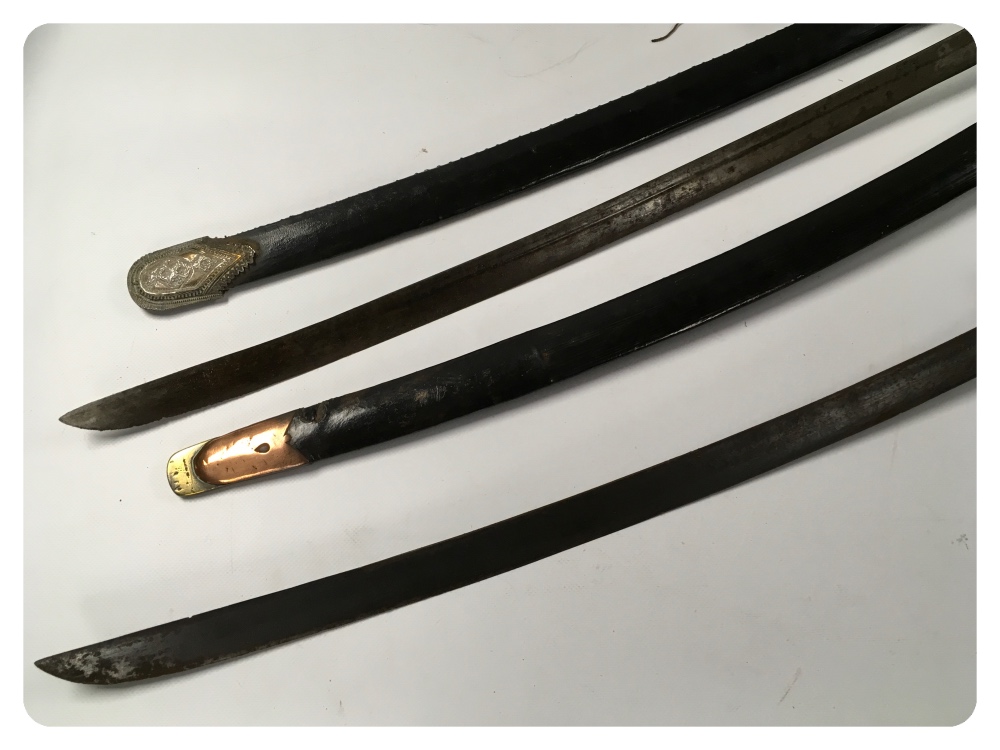 A PAIR OF MOROCCAN NIMCHA STYLE SWORDS IN SIMILAR LEATHER BOUND SCABBARDS A/F CONDITIONS WITH POOR - Image 2 of 7