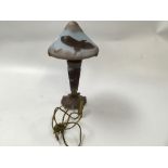 REPRODUCTION BLUE MUSHROOM SHAPED ART GLASS LAMP BEARING SIGNATURE LAROCHERE