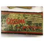 BOXED GOSSIMA "PING-PONG" SET, BOXED SET OF TURNED WOODEN SKITTLES, 'PIN THE TAIL ON THE DONKEY',