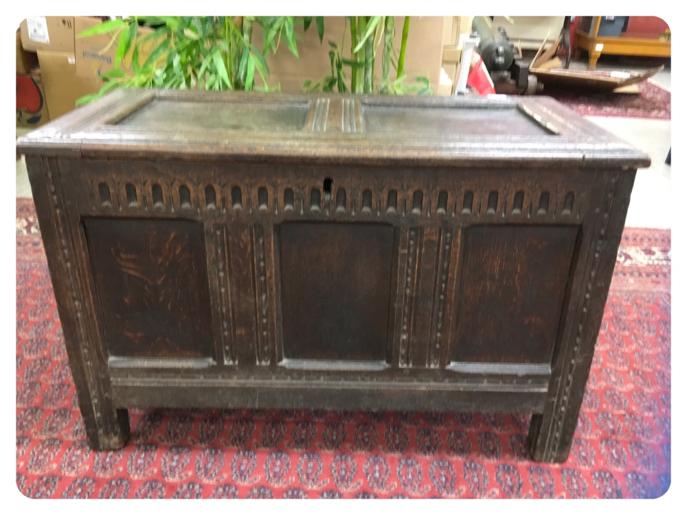 18TH CENTURY OAK COFFER IN SMALL FORM, - Image 2 of 7