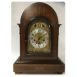 AN EDWARDIAN INLAID BRACKET CLOCK WITH JUNGANS STRIKING MOVEMENT,