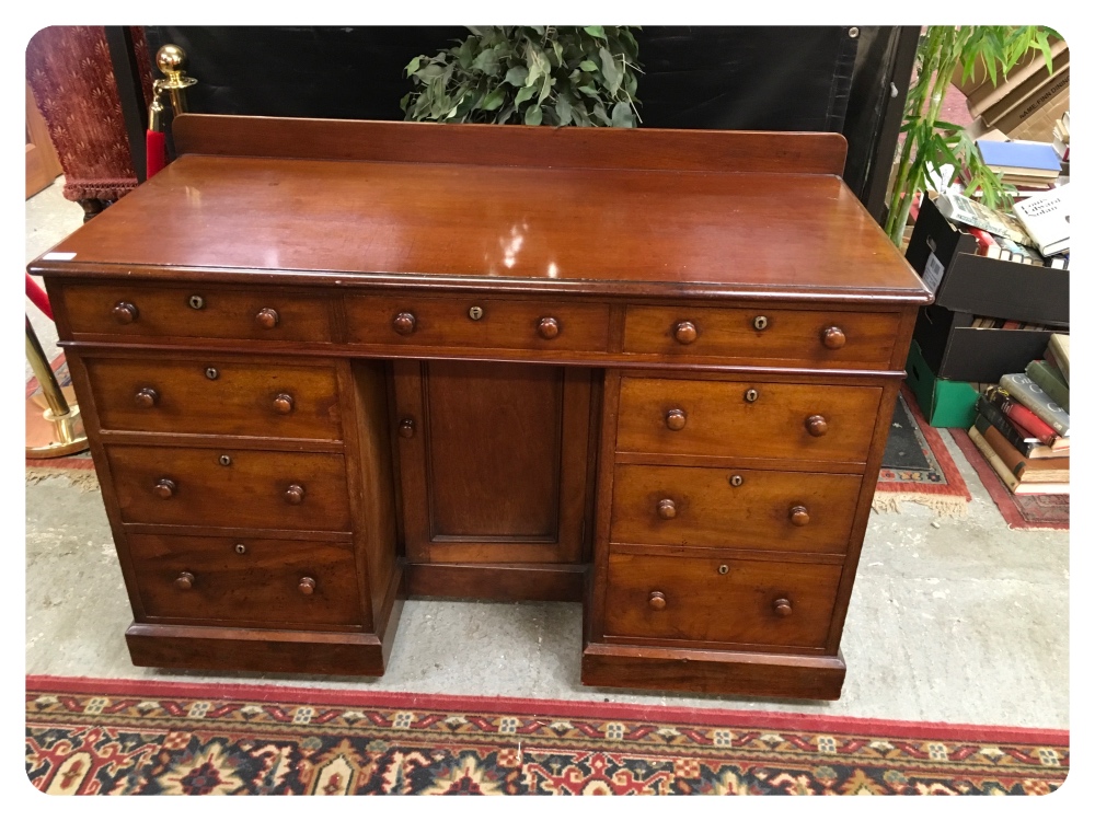 VICTORIAN 9 DRAWER DESK AND ASSOCIATED CHAIR