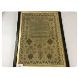 1839 SAMPLER BY AMELIA WALL