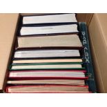 BOX WITH VARIOUS IN TEN STOCKBOOKS,