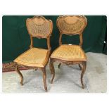 2 SIMILAR FRENCH WALNUT BERGEIR KIDNEY BACK BOUDOIR SIDE CHAIRS STANDING ON A CABRIOLE LEG
