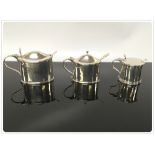 THREE SILVER MUSTARD POTS