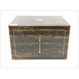 19TH CENTURY FINE QUALITY LIGNUM VITAE JEWELLERY BOX WITH FITTED INTERIOR,