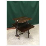 A GOOD QUALITY UNUSUAL EDWARDIAN 2 TIER ETAGERE GATE LEG TABLE,