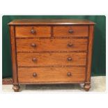 A 19TH CENTURY MAHOGANY 2 OVER 3 CHEST OF DRAWERS WITH TURNED FRUIT-WOOD HANDLES,