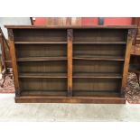 A 19TH CENTURY OPEN FRONT TWO SECTION BOOKSHELF WITH ADJUSTABLE HEIGHT SHELVING,