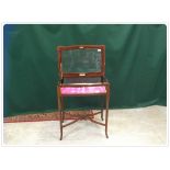 C19TH. MAHOGANY VITRINE ,A CROSS FRAME AND SWEPT LEG THE SHAPED GLAZED TOP 61CM.