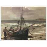 TWO WATERCOLOURS "BOATS AT REST - BLAKENEY AND STIFKEY" BEARING SIGNATURE COX,