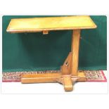 ART AND CRAFTS STYLE OAK ADJUSTABLE BED TABLE WITH CROSS-BANDING DETAIL,