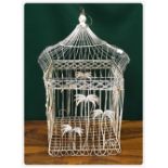 ANTIQUE WIRE BIRD CAGE WITH COCONUT TREE DECORATION