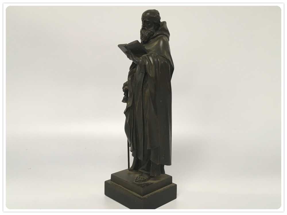 A 19TH CENTURY BRONZE FIGURE OF A SCHOLAR, - Image 2 of 4