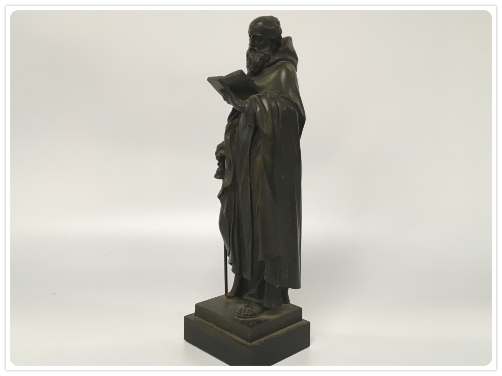 A 19TH CENTURY BRONZE FIGURE OF A SCHOLAR, - Image 3 of 4