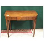 REGENCY MAHOGANY FOLDING TOP GATE LEG TEA TABLE ON A SQUARED TAPERED LEG,