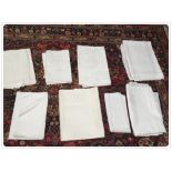 9 TABLE CLOTHS, MAINLY LINEN,